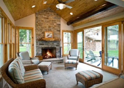 Cabin at Lake Poinsett covered sunroom by Shawn's Custom Homes